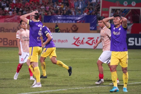 Câu lạc bộ Hà Nội FC nhận thất bại thứ hai liên tiếp ở V-League 2023/24. (Ảnh: Việt Anh/Vietnam+)