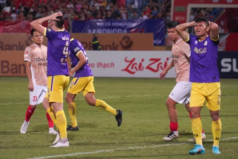 Hà Nội FC đang trải qua chuỗi 5 trận đấu liên tiếp không biết đến chiến thắng. (Ảnh: Việt Anh/Vietnam+)