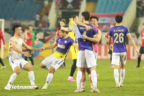 Hà Nội FC chia tay đấu trường AFC Champions League 2023/24 bằng chiến thắng 2-1 trước 'cựu vương' Urawa Reds. (Ảnh: Việt Anh/Vietnam+)