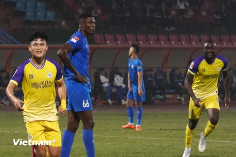 Hà Nội FC giành chiến thắng 3-1 trước đội khách Quảng Nam. (Ảnh: Việt Anh/Vietnam+)