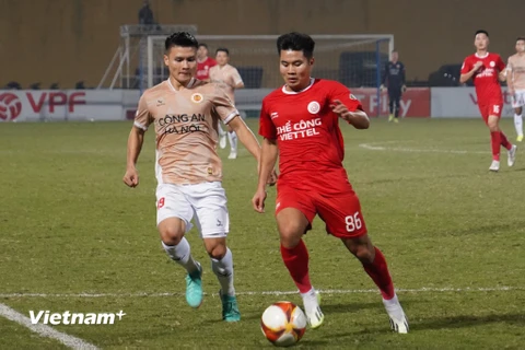 Thể Công-Viettel bất ngờ giành chiến thắng đậm 3-0 trước Công an Hà Nội. (Ảnh: Việt Anh/Vietnam+)