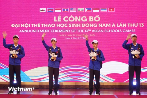 Trang phục chính thức của Đoàn Thể thao Việt Nam tại Đại hội Thể thao học sinh Đông Nam Á lần thứ 13. (Ảnh: Việt Anh/Vietnam+)