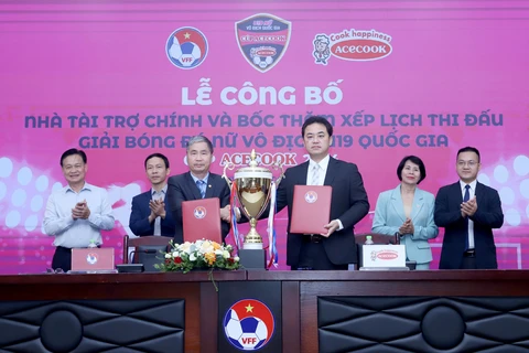 Acecook Việt Nam lần đầu tiên tài trợ cho Giải U19 Nữ Vô địch Quốc gia 2024 (Ảnh: VFF)