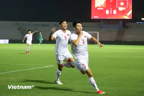 Đội tuyển U20 Việt Nam giành chiến thắng với tỷ số 5-0 trước U20 Bhutan ở trận ra quân tại Vòng loại U20 châu Á 2025. (Ảnh: Việt Anh/Vietnam+)