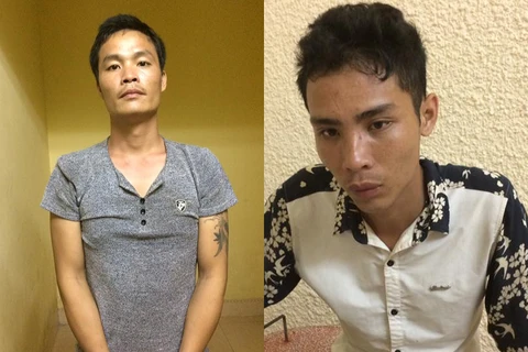 Hai đối tượng gây ra vụ cướp taxi ngày 9/8 tại địa bàn huyện Ba Vì, Hà Nội (Ảnh: PV/Vietnam+) 