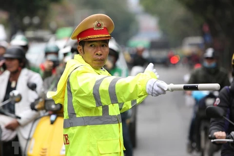 Để phục vụ cho Hội nghị Thượng đỉnh Hoa Kỳ-Triều Tiên lần thứ hai, Công an thành phố Hà Nội đã đưa ra phương án phân luồng giao thông (Ảnh: TTXVN) 