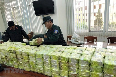 Tang vật của vụ triệt phá 300kg ma túy tại thành phố Hồ Chí Minh hồi tháng 3/2019 (Ảnh: TTXVN phát) 