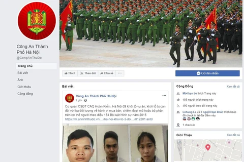 Facebook tiếp nhận thông tin phản ánh về an ninh, trật tự của Công an thành phố Hà Nội (Ảnh chụp màn hình) 