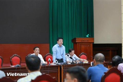 Ông Trần Xuân Hà, Phó trưởng Ban Tuyên giáo Thành ủy Hà Nội tại buổi giao ban báo chí chiều 10/9. (Ảnh: PV/Vietnam+) 