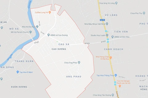 Xã Cao Dương (Thanh Oai, Hà Nội) nơi nữ sinh lớp 11 mất tích bí ẩn. (Ảnh: Google Maps) 