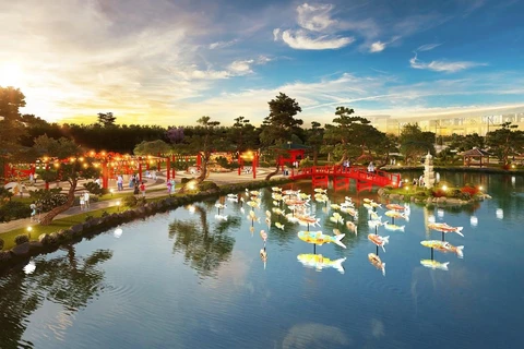 Vườn Nhật quy mô lớn nhất Việt Nam với diện tích lên đến 6,1 ha – một điểm nhấn của Vinhomes Smart City sẽ được khánh thành tháng 9/2019. (Ảnh: CTV)