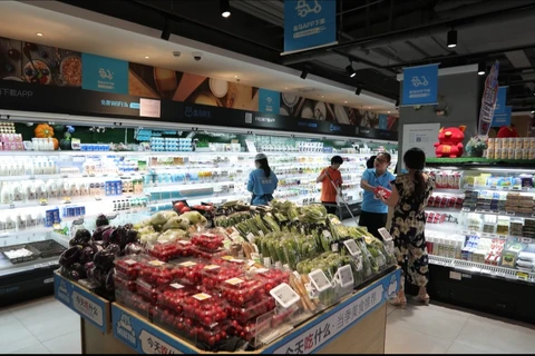 Bên trong một siêu thị thông minh Hema tại tỉnh Hồ Nam, nơi sản phẩm Vinamilk đã có mặt từ tháng 09/2018