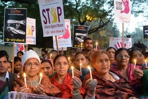 Biểu tình phản đối nạn hiếp dâm ở Ấn Độ (Nguồn: AFP)