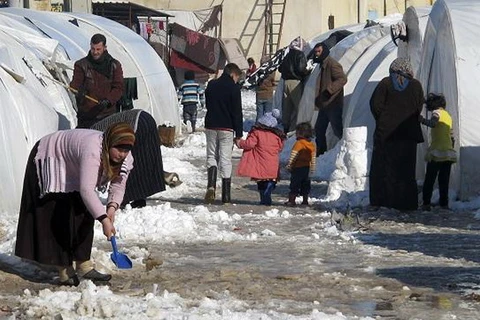 Một trại tị nạn của người dân Syria gần biên giới Thổ Nhĩ Kỳ. (Nguồn: Reuters)