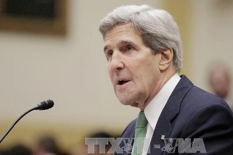 Ngoại trưởng John Kerry điều trần trước Ủy ban đối ngoại Hạ viện Mỹ. (Ảnh: AFP/TTXVN)