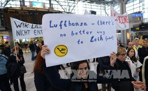 Nhân viên Lufthansa đình công hồi tháng Tư năm ngoái (Nguồn: TTXVN)