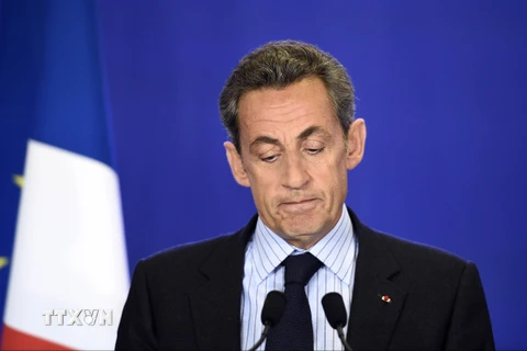 Cựu Tổng thống Pháp Nicolas Sarkozy, thủ lĩnh đảng đối lập Liên minh vì phong trào nhân dân (UMP) phát biểu tại thủ đô Paris ngày 7/1/2015. (Nguồn: AFP/TTXVN)