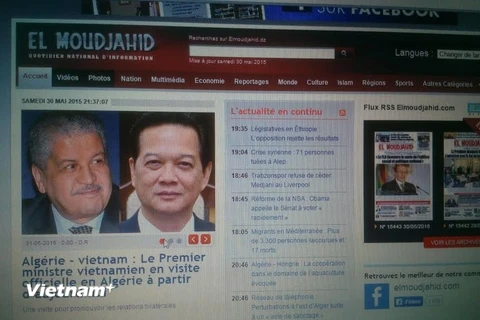 Truyền thông Algeria đưa tin về chuyến thăm của Thủ tướng Nguyễn Tấn Dũng. (Ảnh: Thanh Bình/Vietnam+)