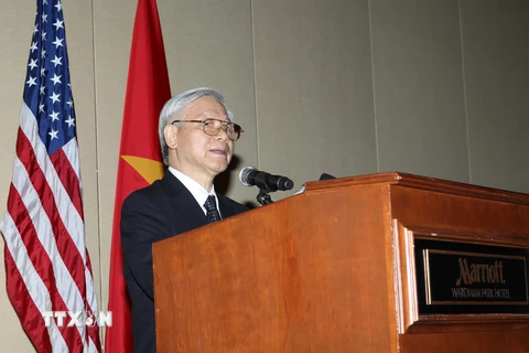 Tổng Bí thư Nguyễn Phú Trọng trong chuyến thăm Hoa Kỳ. (Ảnh: Trí Dũng/TTXVN)