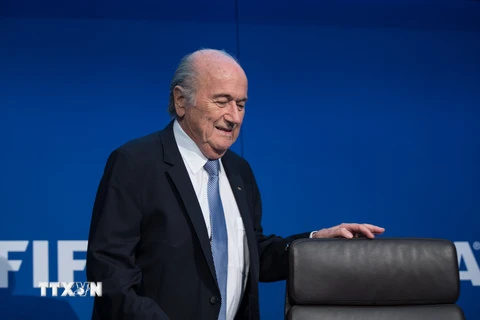Chủ tịch FIFA Sepp Blatter tại cuộc họp báo ở Zurich, Thụy Sỹ. (Nguồn: THX/TTXVN)