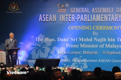 Thủ tướng Malaysia Najib Razak phát biểu tại lễ khai mạc AIPA-36. (Ảnh: Kim Dung-Chí Giáp/Vietnam+)