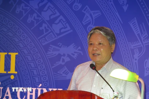 Bộ trưởng Bộ Tư pháp Hà Hùng Cường phát biểu tại Hội nghị. (Ảnh: Hoàng Hải/TTXVN)
