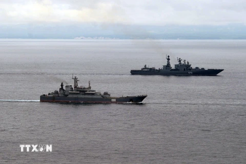 Tàu chiến Nga tham gia một cuộc tập trận. (Nguồn: AFP/TTXVN)