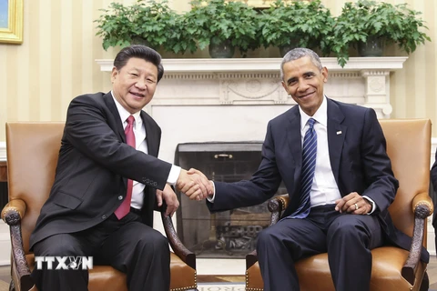 Tổng thống Mỹ Barack Obama hội đàm với Chủ tịch Trung Quốc Tập Cận Bình tại Nhà Trắng ngày 25/9. (Nguồn: THX/TTXVN)