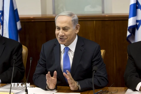 Thủ tướng Israel Benjamin Netanyahu tại một cuộc họp nội các ở Jerusalem. (Nguồn: Reuters/TTXVN)