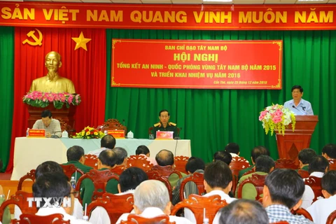 Ông Nguyễn Phong Quang, Phó Trưởng ban Thường trực Ban Chỉ đạo Tây Nam Bộ phát biểu khai mạc hội nghị. (Ảnh: Ngọc Thiện/TTXVN.)