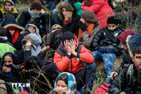 Người di cư chờ tại Canakkale, Thổ Nhĩ Kỳ để tìm cách vượt biển tới Hy Lạp. (Nguồn: AFP/TTXVN)