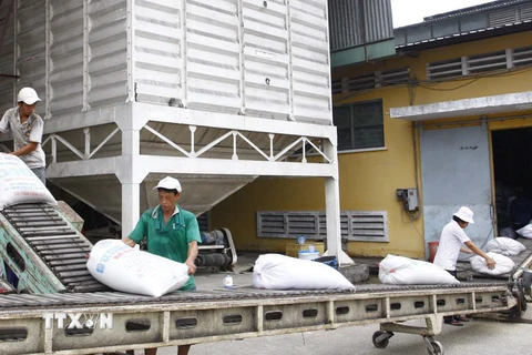 Xuất khẩu gạo ở Công ty lương thực Sông Hậu, khu công nghiệp Trà Nóc 1, thành phố Cần Thơ. (Ảnh: Đình Huệ/TTXVN)