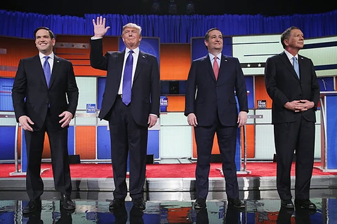 (Từ trái qua phải): Bốn ứng viên Marco Rubio, Donald Trump, Ted Cruz và John Kasich. (Nguồn: Getty images)