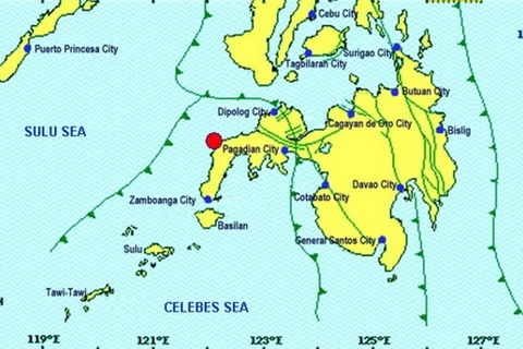 Nơi xảy ra vụ động đất (chấm đỏ). (Nguồn: newsinfo.inquirer.net)