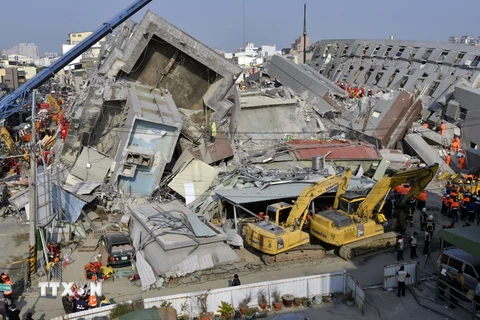 Quang cảnh đổ nát sau trận động đất xảy ra hồi tháng Hai. (Nguồn: AFP/TTXVN)