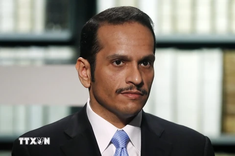 Ngoại trưởng Qatar Mohammed bin Abdulrahman al-Thani trong cuộc họp báo ở Wolfenbuettel, Đức ngày 9/6. (Nguồn: EPA/TTXVN)