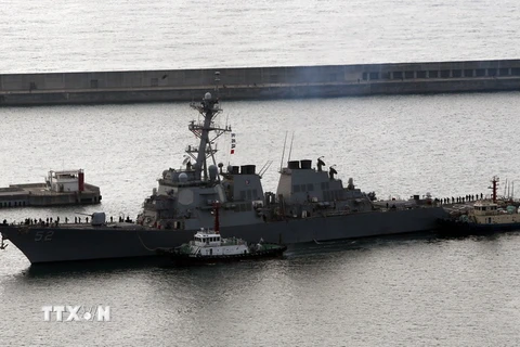 Tàu khu trục USS Wayne E. Meyer lớp Arleigh Burke của Mỹ. (Ảnh minh họa. Nguồn: YONHAP/TTXVN)