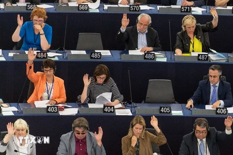 Các nghị sỹ tại phiên họp Nghị viện châu Âu ở Strasbourg, Pháp ngày 14/6. (Nguồn: EPA/TTXVN)