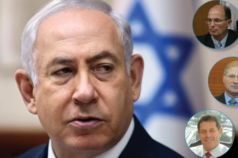 Thủ tướng Benjamin Netanyahu và Avriel Bar Yosef (ảnh nhỏ trên cùng), David Shimron (giữa) và Michael Ganor (cuối). (Nguồn: haaretz.com)