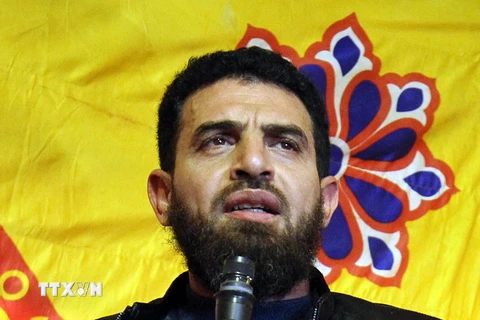  Mahmoud Mustafa Busayf al-Werfalli phát biểu tại một cuộc họp ở thành phố Benghazi, miền đông Libya, ngày 26/1. (Nguồn: AFP/TTXVN)