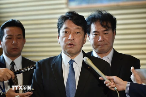  Bộ trưởng Quốc phòng Nhật Bản Itsunori Onodera phát biểu với báo giới tại thủ đô Tokyo ngày 5/9. (Nguồn: AFP/TTXVN)