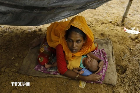 Người chạy nạn Rohingya ở khu trại tị nạn Kutupalong tại Ukhiya, Bangladesh ngày 8/9. (Nguồn: AFP/TTXVN)
