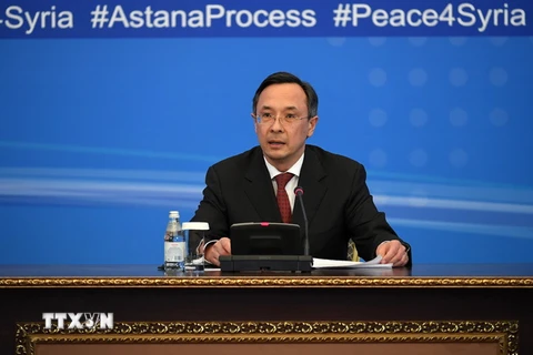 Ngoại trưởng Kazakhstan Kairat Abdrakhmanov phát biểu tại vòng hòa đàm Syria ở Astana ngày 24/1. (Nguồn: AFP/TTXVN)