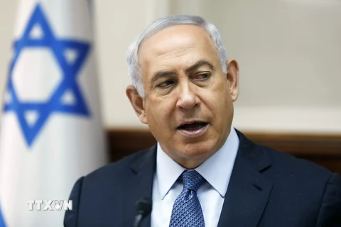 Thủ tướng Israel Benjamin Netanyahu (giữa) tại cuộc họp nội các ở Jerusalem ngày 10/9. (Nguồn: AFP/TTXVN)