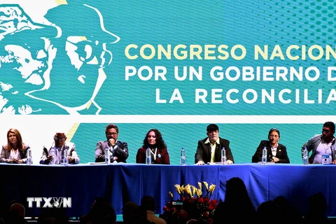 Các đại biểu FARC tại hội nghị ở Bogota, Colombia ngày 27/8. (Nguồn: EPA/TTXVN)