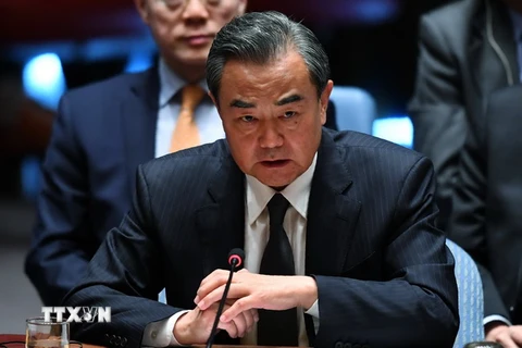 Bộ trưởng Ngoại giao Trung Quốc Vương Nghị phát biểu tại Khóa họp 72 của Đại hội đồng Liên hợp quốc ở New York, Mỹ ngày 20/9. (Nguồn: AFP/TTXVN)