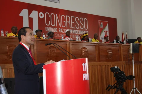 Ông Chẩu Văn Lâm phát biểu chào mừng Đại hội Đảng Mặt trận Giải phóng Mozambique. (Ảnh: Manh Hùng/TTXVN)