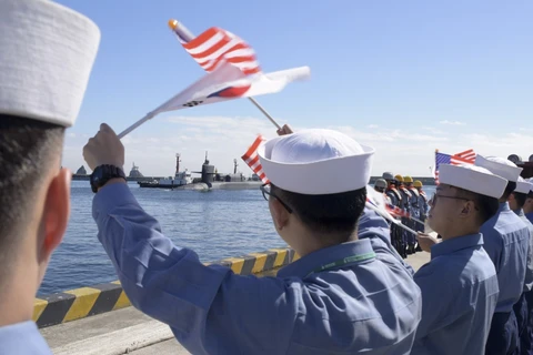 Tàu USS Michigan tới cảng Busan. (Nguồn: dvidshub.net)