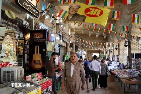 Một khu chợ tại Arbil, thủ phủ Khu tự trị người Kurd ở miền bắc Iraq ngày 26/9. (Nguồn: AFP/TTXVN)