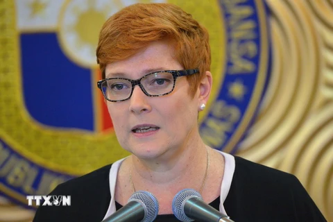 Bộ trưởng Quốc phòng Australia Marise Payne tại cuộc báo ở Manila nhân chuyến thăm Philippines ngày 8/9. (Nguồn: AFP/TTXVN)